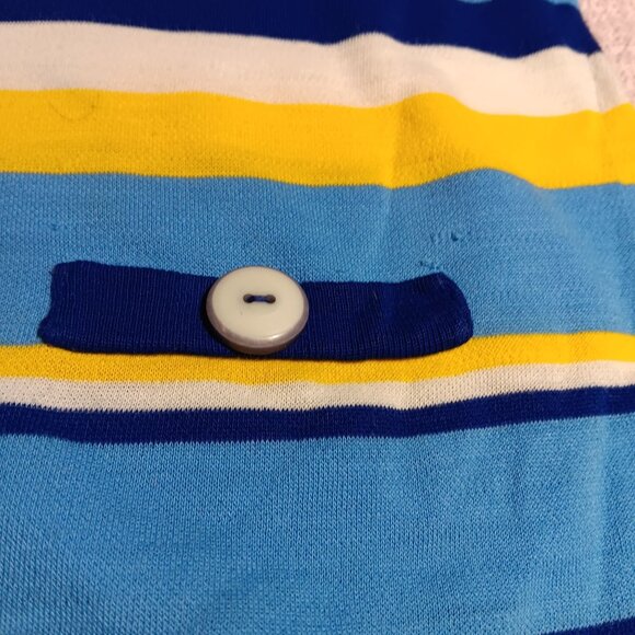 Girls 8 Vintage Top Caprisette Knit Sleeveless Striped Top With Button Detail - Picture 3 of 6